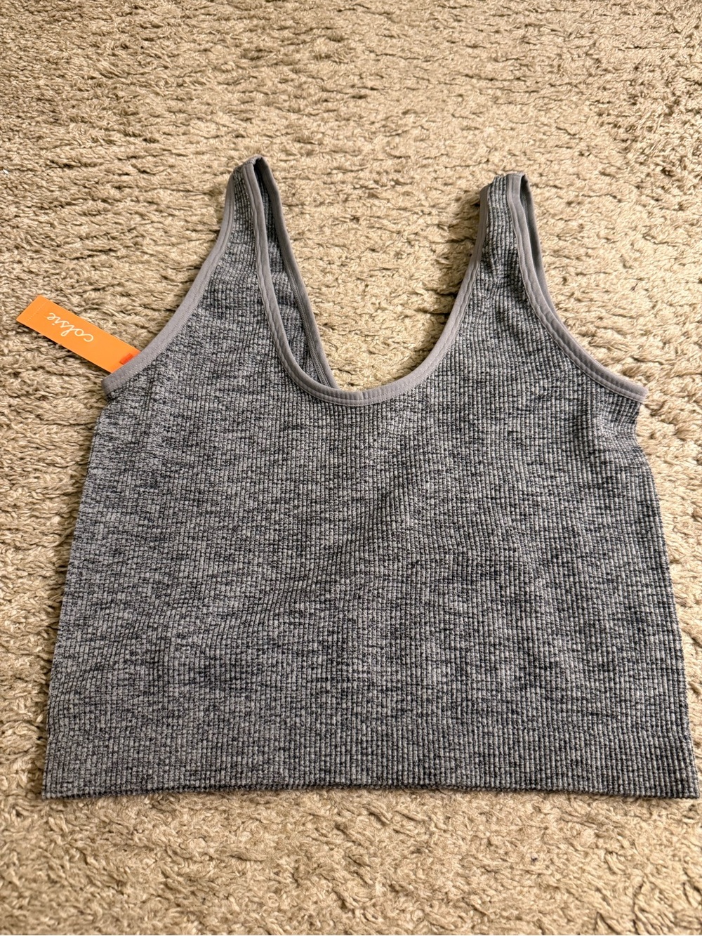 Colsie Heathered Gray Ribbed Reversible Neckline Seamless Bralette - size XL